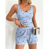 image:imageEkouaer Women Pajama Set 2 Pieces Tank Top and Shorts Cami Sleepwear Loungewear Ribbed Knit Pjs Sets Soft LingeriePlaidcherry