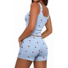 image:imageEkouaer Women Pajama Set 2 Pieces Tank Top and Shorts Cami Sleepwear Loungewear Ribbed Knit Pjs Sets Soft LingeriePlaidcherry