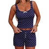 image:imageEkouaer Women Pajama Set 2 Pieces Tank Top and Shorts Cami Sleepwear Loungewear Ribbed Knit Pjs Sets Soft LingeriePolka Dots