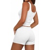 image:imageEkouaer Women Pajama Set 2 Pieces Tank Top and Shorts Cami Sleepwear Loungewear Ribbed Knit Pjs Sets Soft LingerieWhite