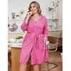 image:imageEkouaer Women Plus Size Robe Knee Length Lightweight Bathrobe Short Kimono Robes with Pockets Maternity RobePink Leopard