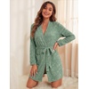 image:imageEkouaer Women Robe Short Lightweight Bathrobe Ribbed Knit Soft Robes Long Sleeve Ladies Sleepwear with PocketsIce Green