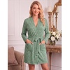 image:imageEkouaer Women Robe Short Lightweight Bathrobe Ribbed Knit Soft Robes Long Sleeve Ladies Sleepwear with PocketsIce Green