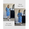 image:imageEkouaer Women Robe Zipper Front Mumu Duster Robes Zip Up Housecoat Soft Sleepwear with PocketsMulti Aqua