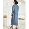 image:imageEkouaer Women Zipper Robe Long Sleeve Loungewear Lightweight Housecoat Full Length Nightgown with PocketsBlue