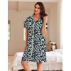 image:imageEkouaer Women Zipper Robes Waffle Short Bathrobe Lightweight House Coat with Pockets Soft Nightgown S3XLCream Leopard Print