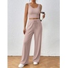 image:imageEkouaer Womens 3 Piece Lounge Set Soft Twisted Rib Knit Summer Vacation Outfits Crop Top Shorts amp Pants Set With PokcetChampagne