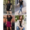 image:imageEkouaer Womens Pajama Sets 2 Piece Ruffle Sleeves Top and Shorts Pjs Soft Sleepwear Cute Loungewear set with PocketsBlack