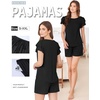 image:imageEkouaer Womens Pajama Sets 2 Piece Ruffle Sleeves Top and Shorts Pjs Soft Sleepwear Cute Loungewear set with PocketsBlack