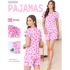 image:imageEkouaer Womens Pajama Sets 2 Piece Ruffle Sleeves Top and Shorts Pjs Soft Sleepwear Cute Loungewear set with PocketsBow