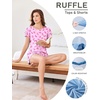image:imageEkouaer Womens Pajama Sets 2 Piece Ruffle Sleeves Top and Shorts Pjs Soft Sleepwear Cute Loungewear set with PocketsBow