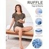 image:imageEkouaer Womens Pajama Sets 2 Piece Ruffle Sleeves Top and Shorts Pjs Soft Sleepwear Cute Loungewear set with PocketsBrown Leopard