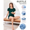 image:imageEkouaer Womens Pajama Sets 2 Piece Ruffle Sleeves Top and Shorts Pjs Soft Sleepwear Cute Loungewear set with PocketsGreen