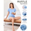 image:imageEkouaer Womens Pajama Sets 2 Piece Ruffle Sleeves Top and Shorts Pjs Soft Sleepwear Cute Loungewear set with PocketsLight Blue