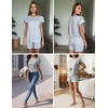 image:imageEkouaer Womens Pajama Sets 2 Piece Ruffle Sleeves Top and Shorts Pjs Soft Sleepwear Cute Loungewear set with PocketsLight Gray