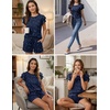 image:imageEkouaer Womens Pajama Sets 2 Piece Ruffle Sleeves Top and Shorts Pjs Soft Sleepwear Cute Loungewear set with PocketsNavy Blue Star