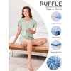 image:imageEkouaer Womens Pajama Sets 2 Piece Ruffle Sleeves Top and Shorts Pjs Soft Sleepwear Cute Loungewear set with PocketsSage Green