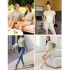 image:imageEkouaer Womens Pajama Sets 2 Piece Ruffle Sleeves Top and Shorts Pjs Soft Sleepwear Cute Loungewear set with PocketsSage Green