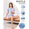 image:imageEkouaer Womens Pajama Sets 2 Piece Ruffle Sleeves Top and Shorts Pjs Soft Sleepwear Cute Loungewear set with PocketsTie Dye Pink Blue Purple