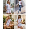 image:imageEkouaer Womens Pajama Sets 2 Piece Ruffle Sleeves Top and Shorts Pjs Soft Sleepwear Cute Loungewear set with PocketsTie Dye Pink Blue Purple