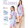 image:imageEkouaer Womens Pajama Sets 2 Piece Ruffle Sleeves Top and Shorts Pjs Soft Sleepwear Cute Loungewear set with PocketsTie Dye Pink Blue Purple