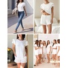 image:imageEkouaer Womens Pajama Sets 2 Piece Ruffle Sleeves Top and Shorts Pjs Soft Sleepwear Cute Loungewear set with PocketsWhite