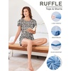 image:imageEkouaer Womens Pajama Sets 2 Piece Ruffle Sleeves Top and Shorts Pjs Soft Sleepwear Cute Loungewear set with PocketsWhite Leopard