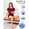 image:imageEkouaer Womens Pajama Sets 2 Piece Ruffle Sleeves Top and Shorts Pjs Soft Sleepwear Cute Loungewear set with PocketsWine Red
