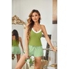 image:imageEkouaer Womens Pajama Sets 2 Piece Sexy Lingerie Sleepwear with Pockets Lightweight Lace Cami Shorts Adjustable Straps PjsGreen Floral