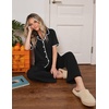 image:imageEkouaer Womens Pajama Sets Button Down Loungewear Short Sleeve Sleepwear 2 Piece Pants Pjs Set with Pockets SXXLBlack