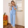 image:imageEkouaer Womens Pajama Sets Button Down Loungewear Short Sleeve Sleepwear 2 Piece Pants Pjs Set with Pockets SXXLBlue