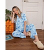 image:imageEkouaer Womens Pajama Sets Button Down Loungewear Short Sleeve Sleepwear 2 Piece Pants Pjs Set with Pockets SXXLBlue Bow