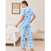 image:imageEkouaer Womens Pajama Sets Button Down Loungewear Short Sleeve Sleepwear 2 Piece Pants Pjs Set with Pockets SXXLBlue Bow