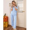 image:imageEkouaer Womens Pajama Sets Button Down Loungewear Short Sleeve Sleepwear 2 Piece Pants Pjs Set with Pockets SXXLBlue Curve
