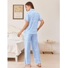 image:imageEkouaer Womens Pajama Sets Button Down Loungewear Short Sleeve Sleepwear 2 Piece Pants Pjs Set with Pockets SXXLBlue Curve