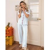 image:imageEkouaer Womens Pajama Sets Button Down Loungewear Short Sleeve Sleepwear 2 Piece Pants Pjs Set with Pockets SXXLBlue Stripe Bow