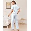 image:imageEkouaer Womens Pajama Sets Button Down Loungewear Short Sleeve Sleepwear 2 Piece Pants Pjs Set with Pockets SXXLBlue Stripe Bow