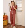 image:imageEkouaer Womens Pajama Sets Button Down Loungewear Short Sleeve Sleepwear 2 Piece Pants Pjs Set with Pockets SXXLBrown