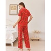 image:imageEkouaer Womens Pajama Sets Button Down Loungewear Short Sleeve Sleepwear 2 Piece Pants Pjs Set with Pockets SXXLChristmas Red Gingerbread Man