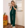 image:imageEkouaer Womens Pajama Sets Button Down Loungewear Short Sleeve Sleepwear 2 Piece Pants Pjs Set with Pockets SXXLLake Green
