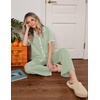 image:imageEkouaer Womens Pajama Sets Button Down Loungewear Short Sleeve Sleepwear 2 Piece Pants Pjs Set with Pockets SXXLLight Green