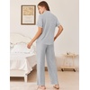 image:imageEkouaer Womens Pajama Sets Button Down Loungewear Short Sleeve Sleepwear 2 Piece Pants Pjs Set with Pockets SXXLLight Grey