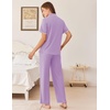 image:imageEkouaer Womens Pajama Sets Button Down Loungewear Short Sleeve Sleepwear 2 Piece Pants Pjs Set with Pockets SXXLLilac