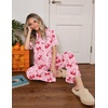 image:imageEkouaer Womens Pajama Sets Button Down Loungewear Short Sleeve Sleepwear 2 Piece Pants Pjs Set with Pockets SXXLPink Bow