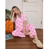 image:imageEkouaer Womens Pajama Sets Button Down Loungewear Short Sleeve Sleepwear 2 Piece Pants Pjs Set with Pockets SXXLPink Bow Knot