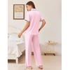 image:imageEkouaer Womens Pajama Sets Button Down Loungewear Short Sleeve Sleepwear 2 Piece Pants Pjs Set with Pockets SXXLPink Stripe