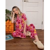image:imageEkouaer Womens Pajama Sets Button Down Loungewear Short Sleeve Sleepwear 2 Piece Pants Pjs Set with Pockets SXXLRed Flowers