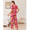 image:imageEkouaer Womens Pajama Sets Button Down Loungewear Short Sleeve Sleepwear 2 Piece Pants Pjs Set with Pockets SXXLRed Flowers