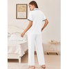 image:imageEkouaer Womens Pajama Sets Button Down Loungewear Short Sleeve Sleepwear 2 Piece Pants Pjs Set with Pockets SXXLWhite