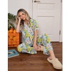 image:imageEkouaer Womens Pajama Sets Button Down Loungewear Short Sleeve Sleepwear 2 Piece Pants Pjs Set with Pockets SXXLYellow Chrysanthemum